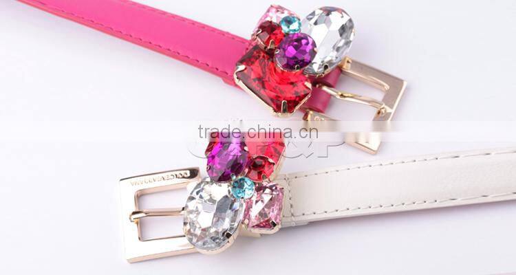 Adjustable with crystal buckle bodybuilding fancy fashion belt for girl