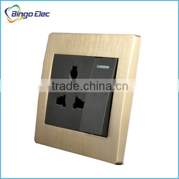 new design brushed golden wall switch and socket 10A 250V