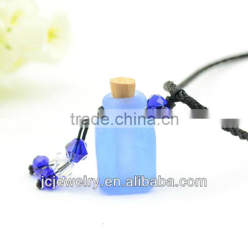 2013 new pink ground glass pendant, mini glass gift bottle pendant , making wish bottles necklace