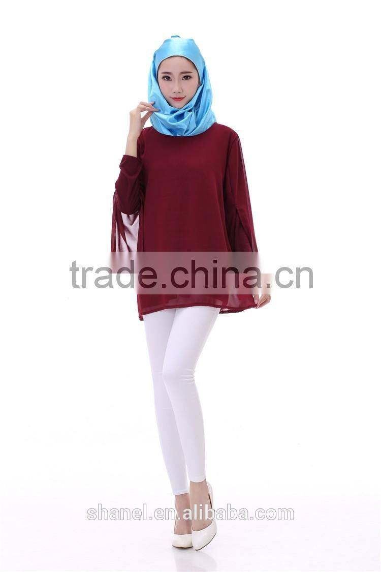 2016 latest design chiffon muslim women tops islamic tops blouse
