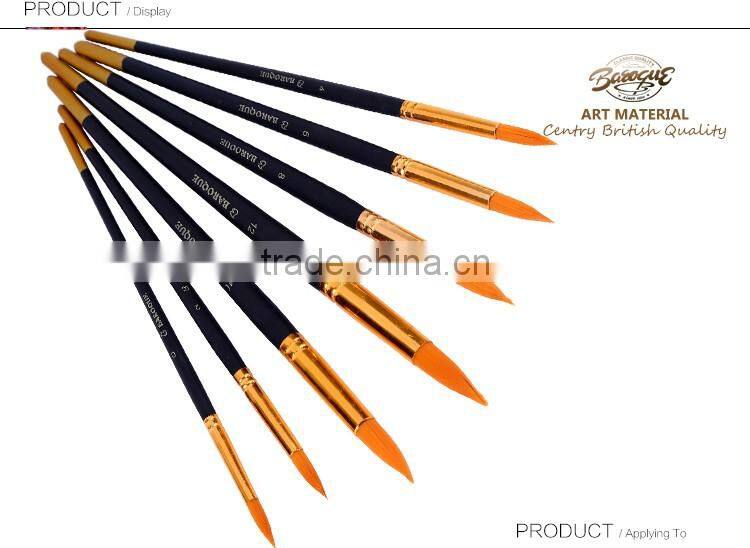 Cheap Price Art Supplier Free Sample 6Pcs Artist Painting Brushes Long Handle Round Nylon Hair Watercolor Paint Brush Set
