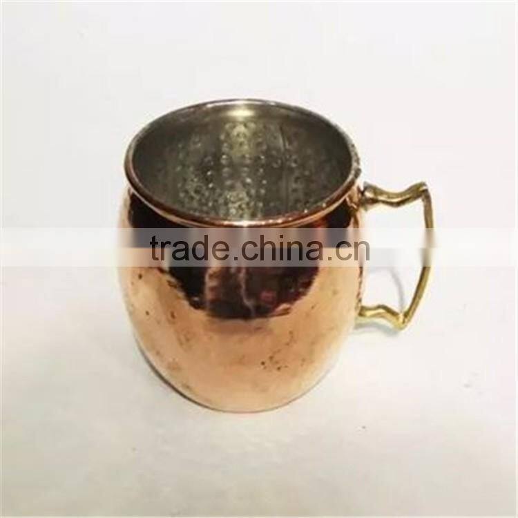 hot new products for 2016 18oz 100%Cooper Hammered Copper Moscow Mule Mug with Brass Handle