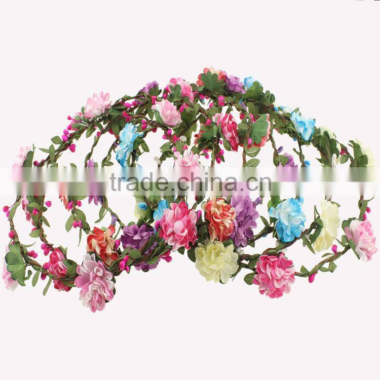 Fashion chrysanthemum hairband ,bohemian style flower tiara/crown wedding headband for bridal