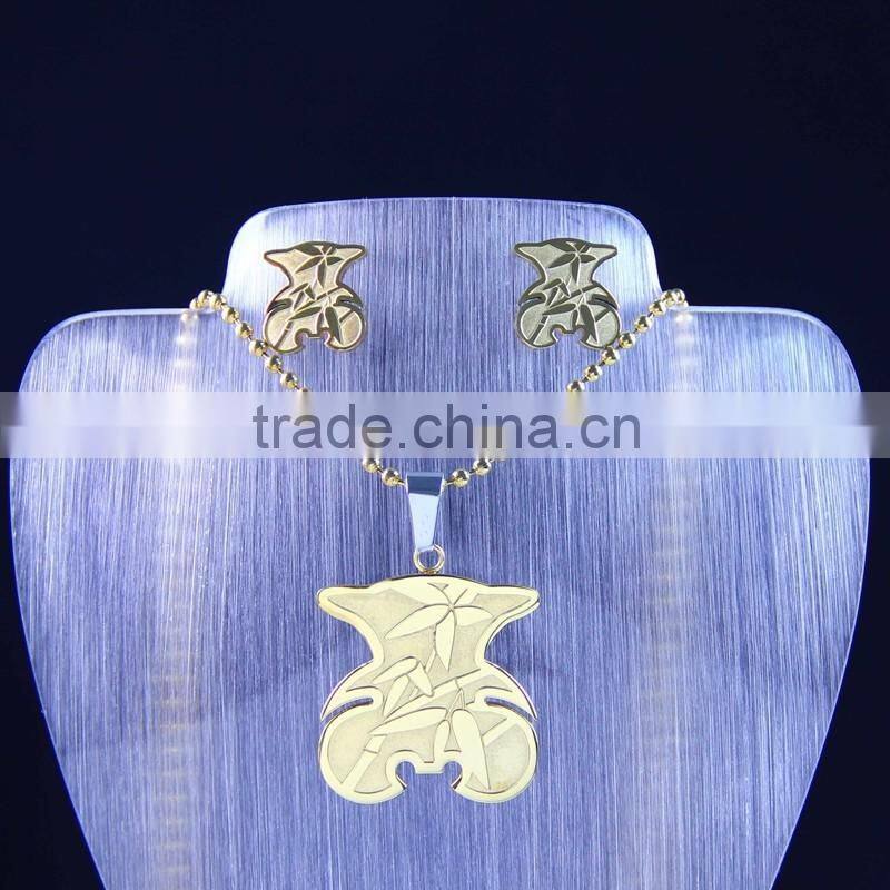 2016 hot sale bear stainless steel fashion jewelry set