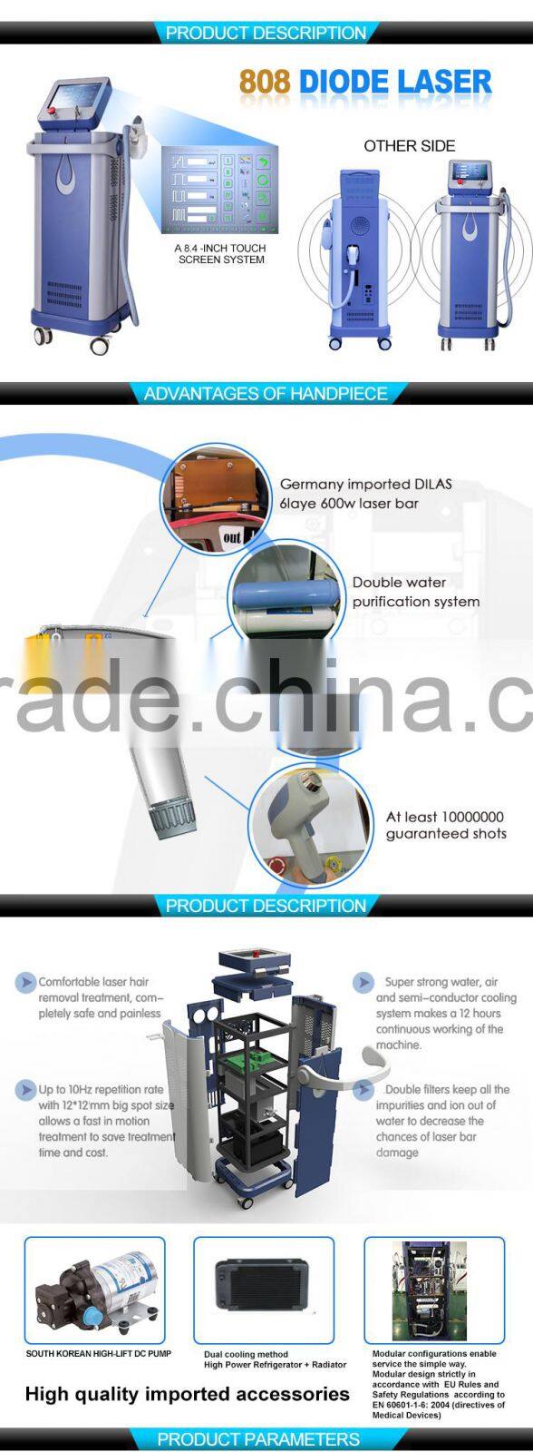 808nm diode laser permanent hair removal machine med-808