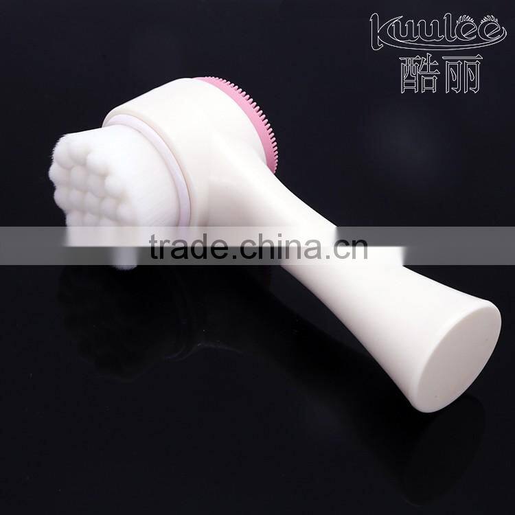 Super soft hair double head silicone massage face cleanser