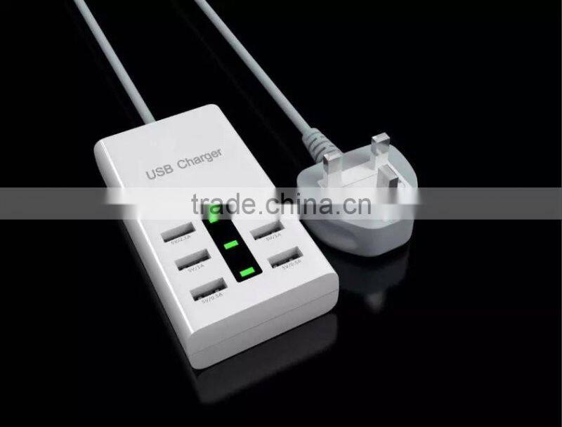 EU UK US plug 5V 6 port usb socket charger