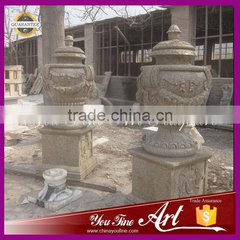 yellow granite flower pot for garden
