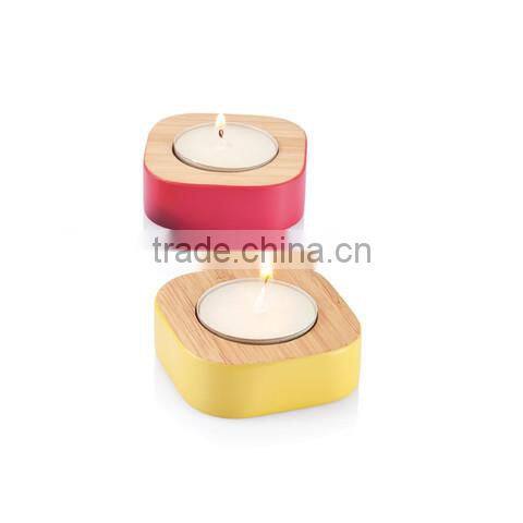 High Quality Bamboo Color Side Candle Holder Wooden Colorful Candle Stand Solid Wood Stand