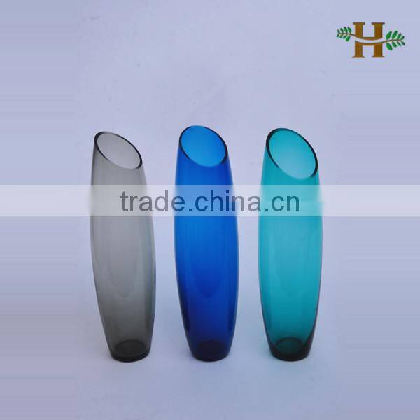 40cm height shell shaped colored glass vase, handmade glassware for wedding decoration