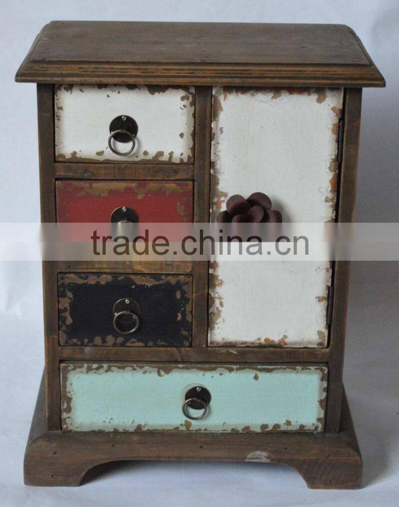 wooden drawers with antique line distressing