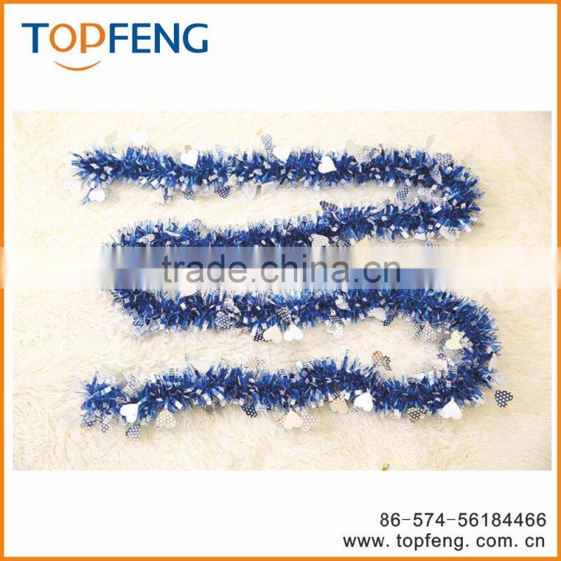 christmas tinsel with heart shape/stage decoration for festival/ornament christmas