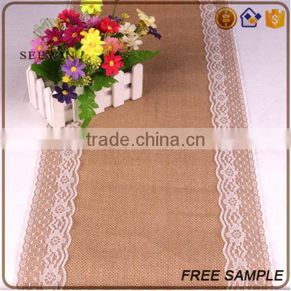 christmas new fashion burlap lace table runner