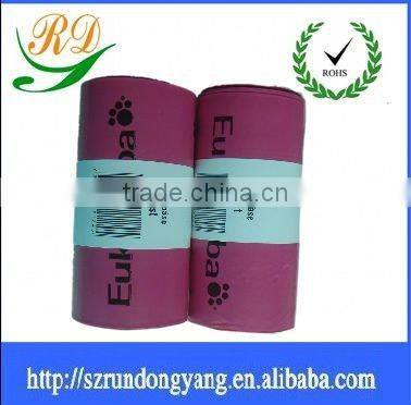 cherry red biodegradable plastic garbage bag on roller