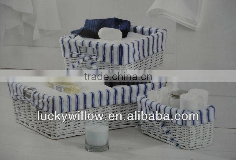 hand-made crafts willow storage baskets with cotton lining