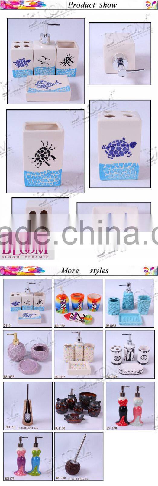 Ocean series home decoration ceramic bathroom set