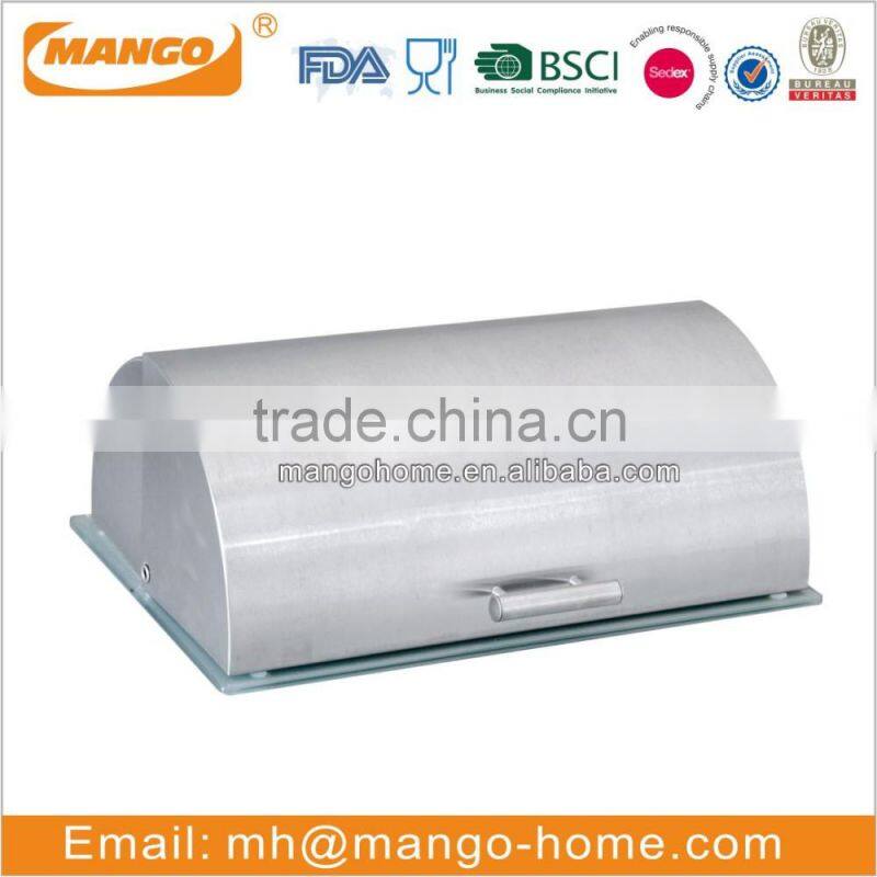 Stainless Steel Kitchen Bread Bin With Glass Bottom