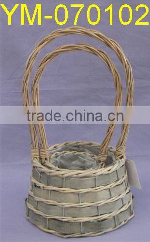 Rectangular Willow Garden Basket With Ears.