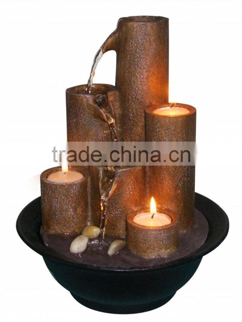 Tiered Column Tabletop Fountain with 3-Candles