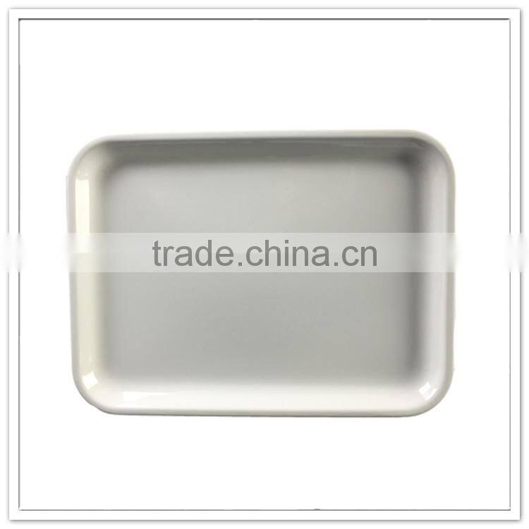 Cheap white shallow square plastic tray large breakfast tray valet tray