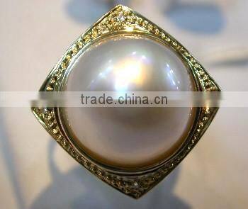 gold wedding genuine freshwater pearl ring Tahitian Pearl Ring