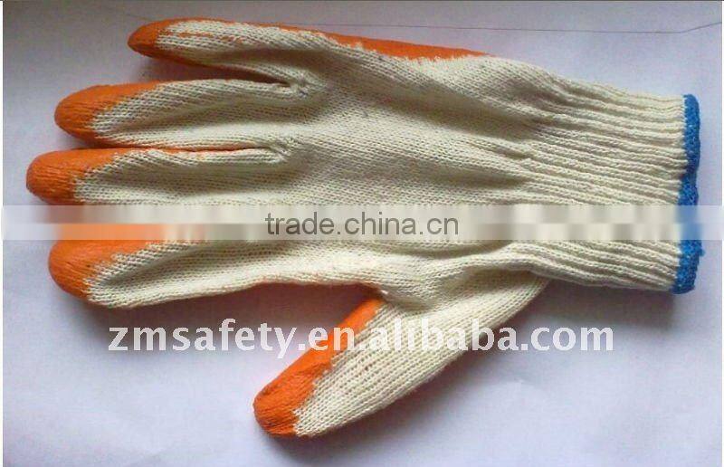 Blue latex coated cotton gloves with crinkle finishJRE37