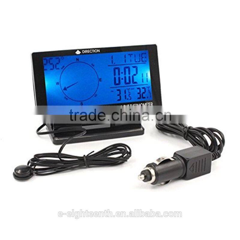 2016 in-Car Digital Compass 4.6" LCD Display Blue LED with Clock Thermometer Calendar