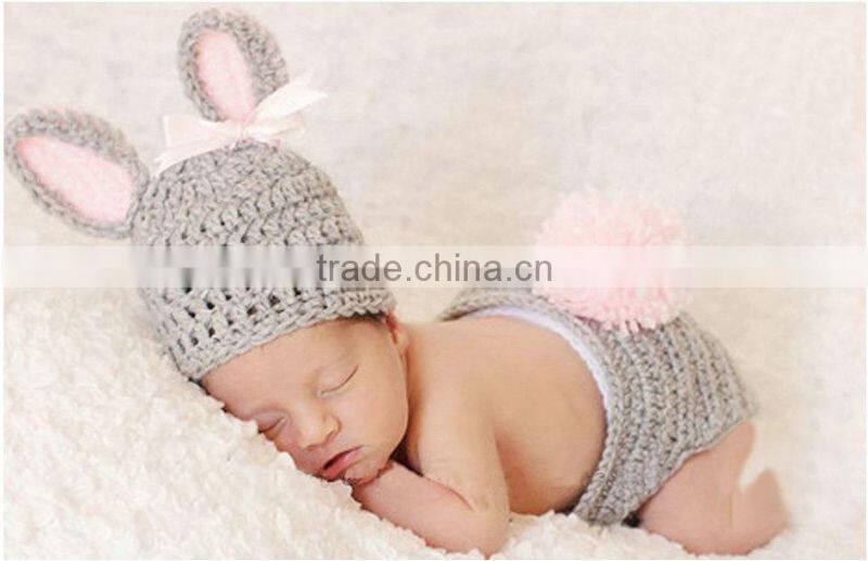 Newborn Baby Photo Prop Knitted Bunny Costume Cute Rrochet Rabbit Clothing Set Baby Clothes Factory