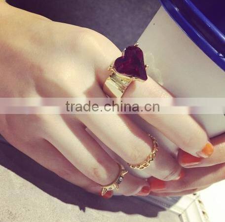 wholesale fashion jewelry exquisite heart finger ring set midi ring set