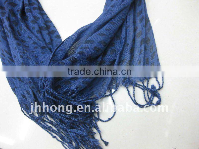 2014 navy blue Viscose long Scarf with Tassels