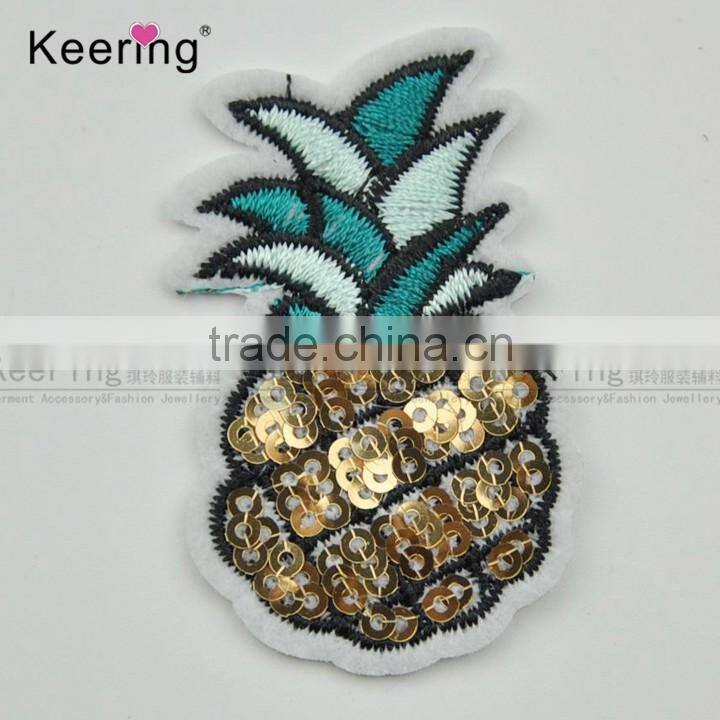 New 3D pineapple beaded sequin china embroidery patches WEFB-002