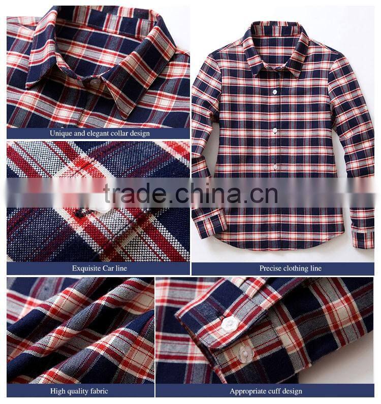 New Design Spring Middle Classic School Uniform Plaid Shirt