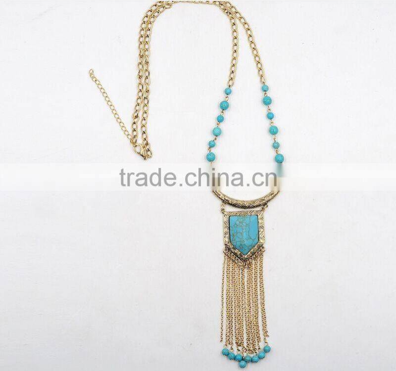 Alloy Gold color bead sweater necklace for lady