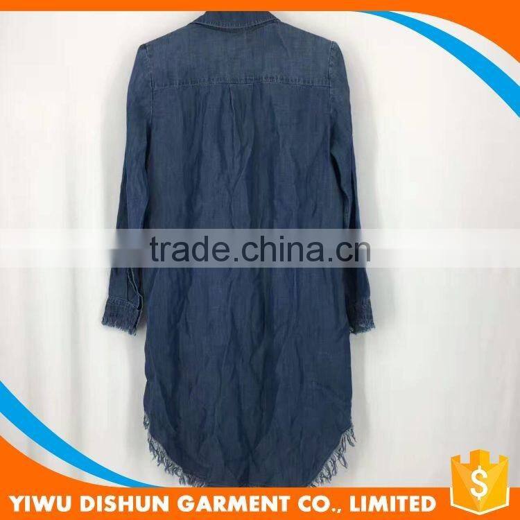 Super hot stylish fashion denim long blouse designs