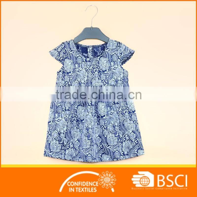 2017 nice Elegant Blue Floral Girl Baby Jacquard Dress