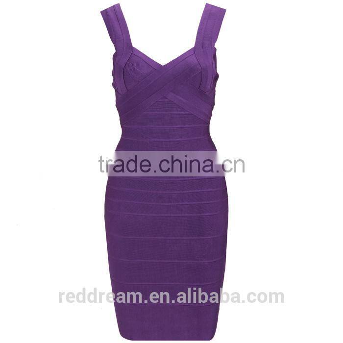 Women Most Popular Sweetheart Strap Plus Size Knee Length Sexy V Neck Club Bandage Dress With Factory Direct H019