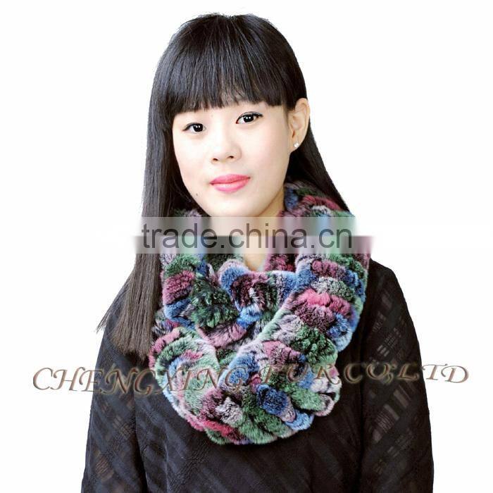 CX-S-125D Beautiful Women Real Rex Rabbit Fur Winter Fashion Lady Scarf custom scarf no minimum