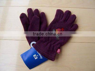 white color promotional embroidery fleece glove in good price