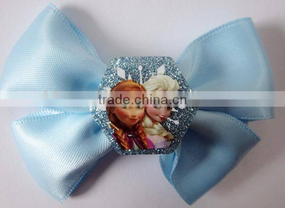 Cartoon children hair clip pink resin charm hairclip silk ribbon hairpin 2016