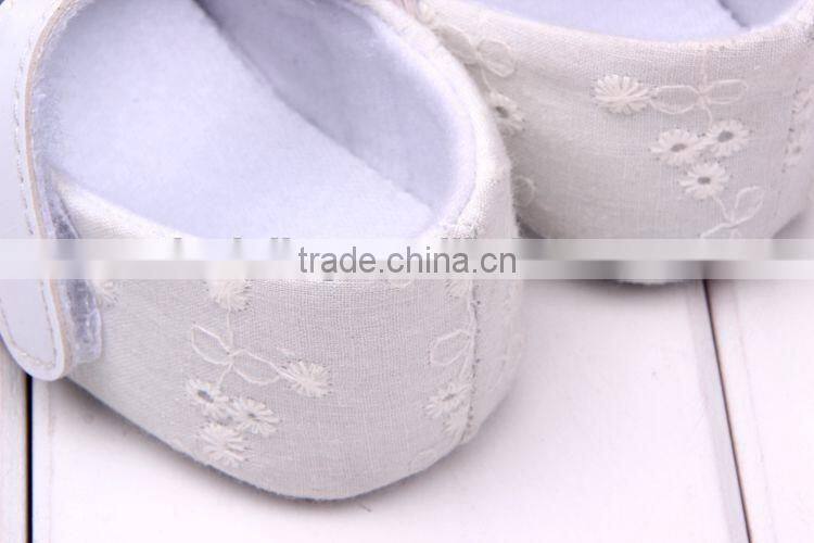 100% cotton white baby shoe with white bow wholesale kids shoes infant walking shoes baby walker
