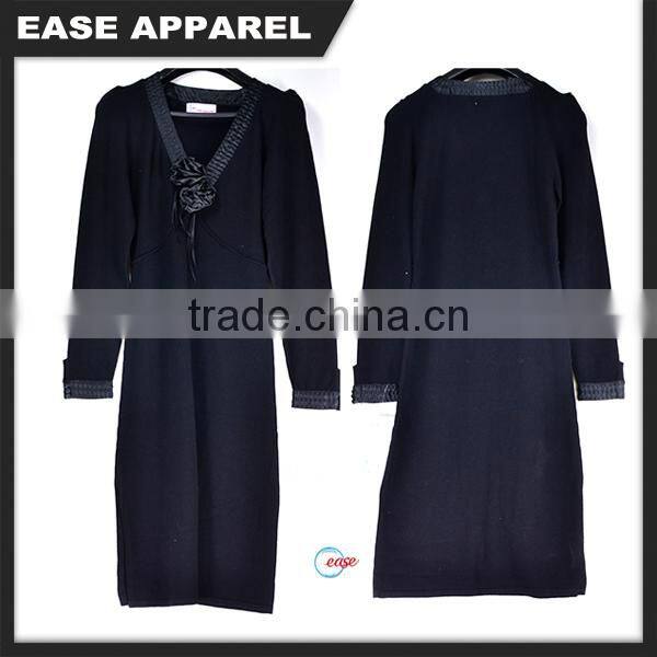 A chunky sweater tunic featuring a wide horizontal stripes,Ladies winter long sweater