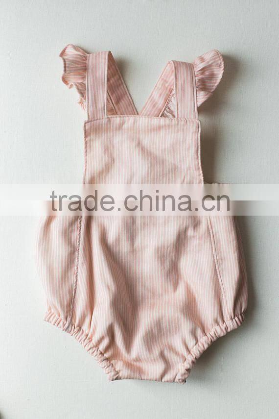 Boutique Summer Newborn Baby Clothes Stripes Cotton Wholesale Backless Girl Romper