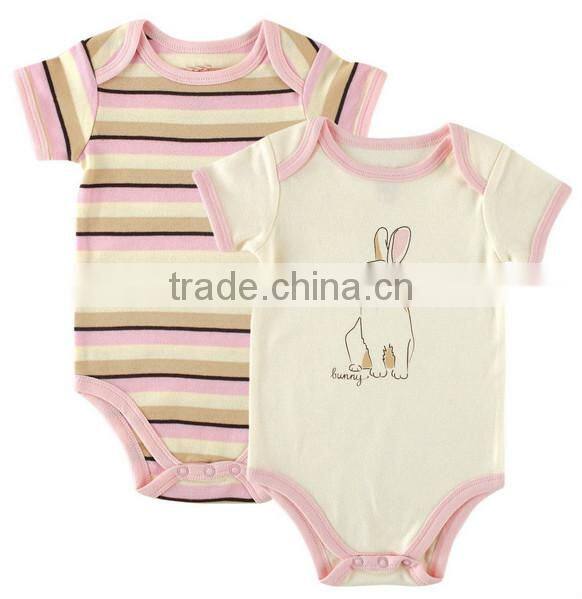 Re stripe applique bear organic cotton summer wear short sleeve wholesale pattern custom made kids jumpsuit