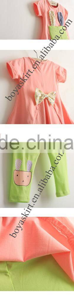 Girls sweet cotton outfit rabbit suit for Spring toddler cotton clothes set boutique kids outfits wholesale clothing in stock