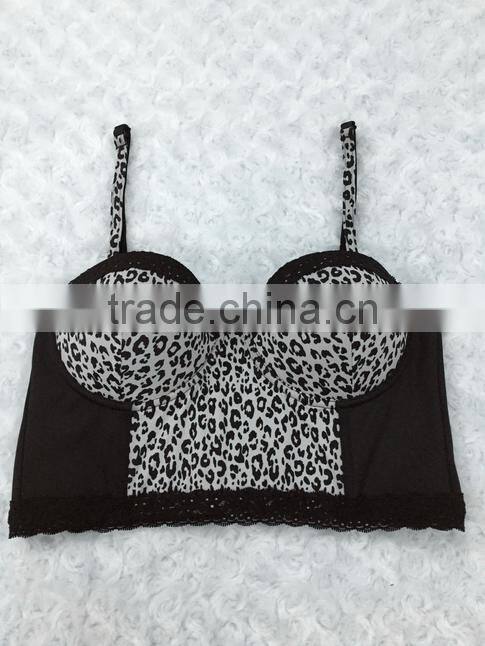 2017 High quality latest design ladies leopard corset shaper underwear with thong set