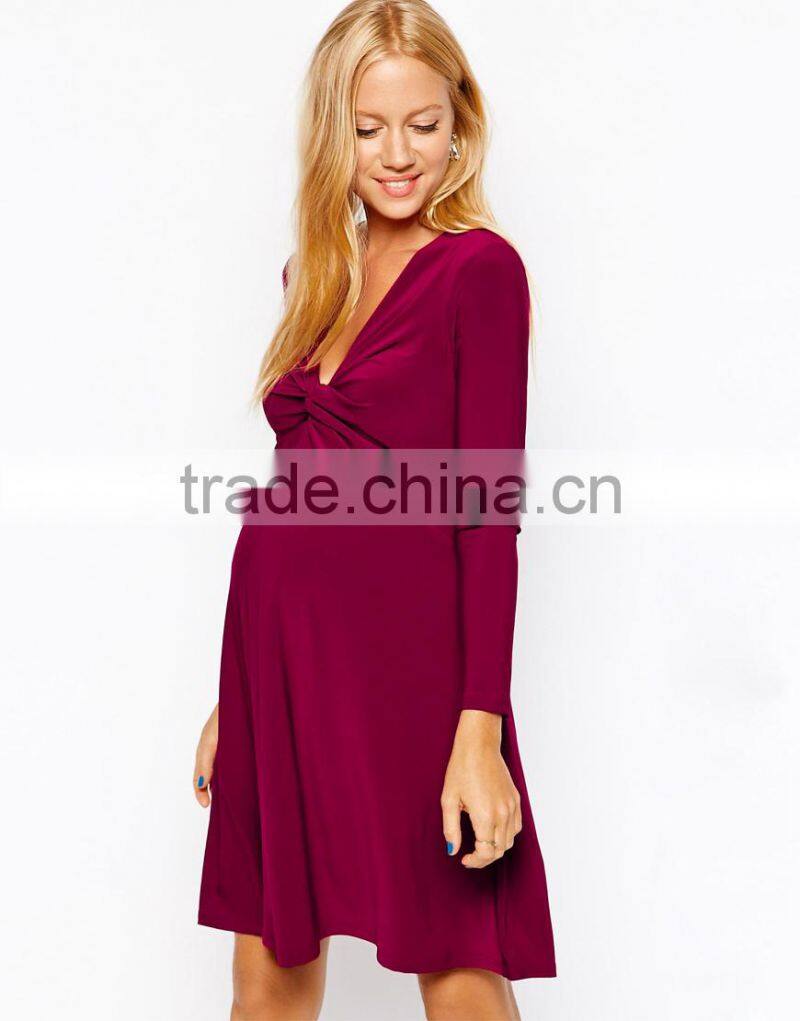 Maternity Exclusive Swing Dress With Twist Front
