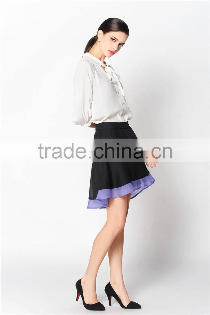 lovely purple hem designed casual women short front long back skirts