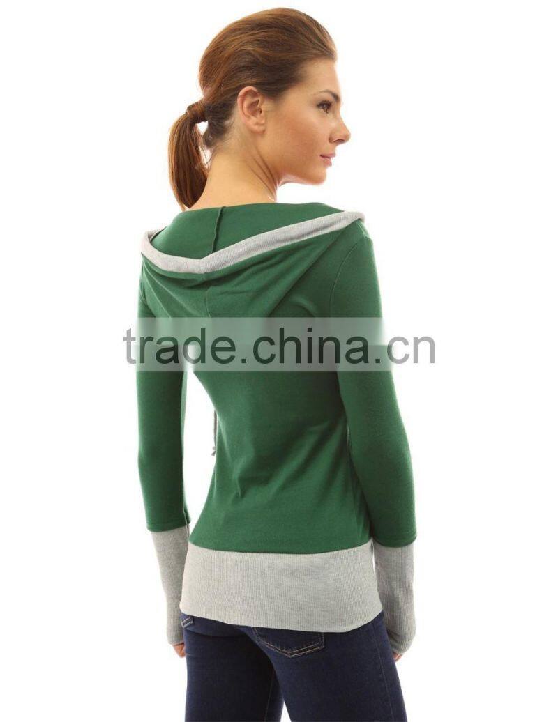 Girls good price deep neck skinny contrast color hoodies