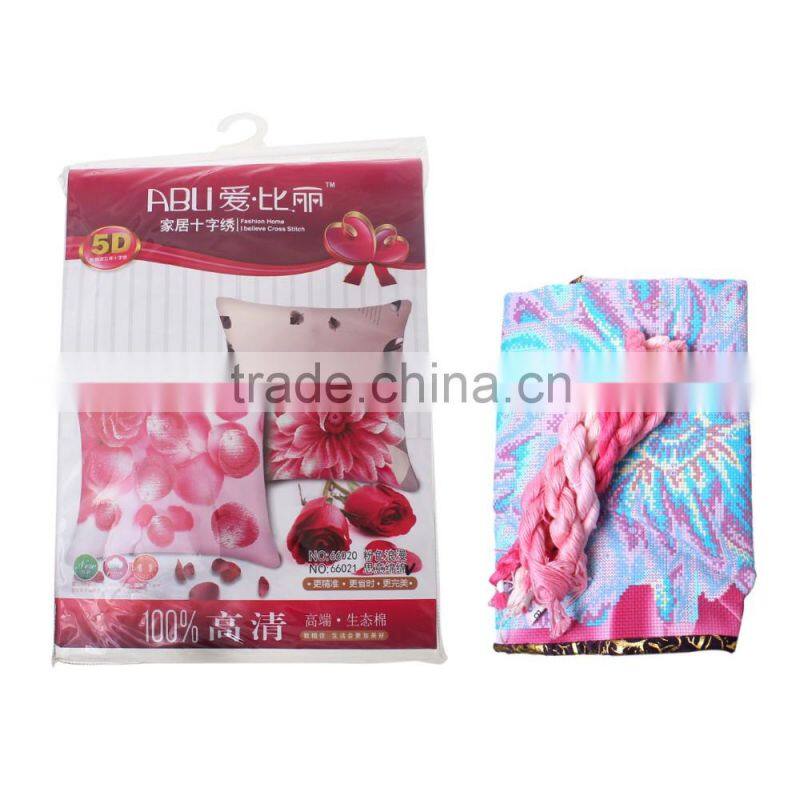 Top Quality Wholesale Multicolor Flower Pattern Square Throw Pillow Cotton Cross Stitch