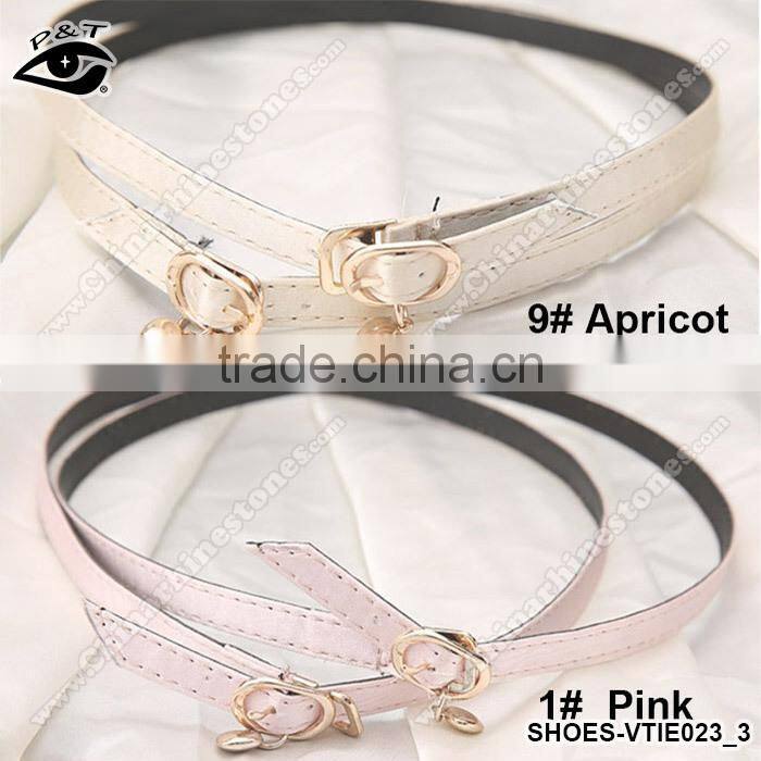 9 Colors PU leather Shoelace Solid leather shoe straps for high heels